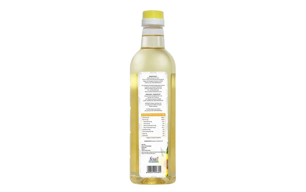 Nouriza Organic Sunflower Cold Pressed Oil   Glass Bottle  1 litre